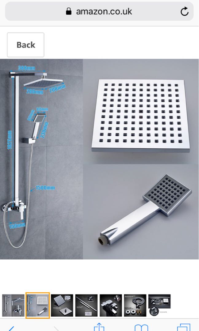 Auralum Bathroom Mixer Shower Set with Square 8" Shower Head and