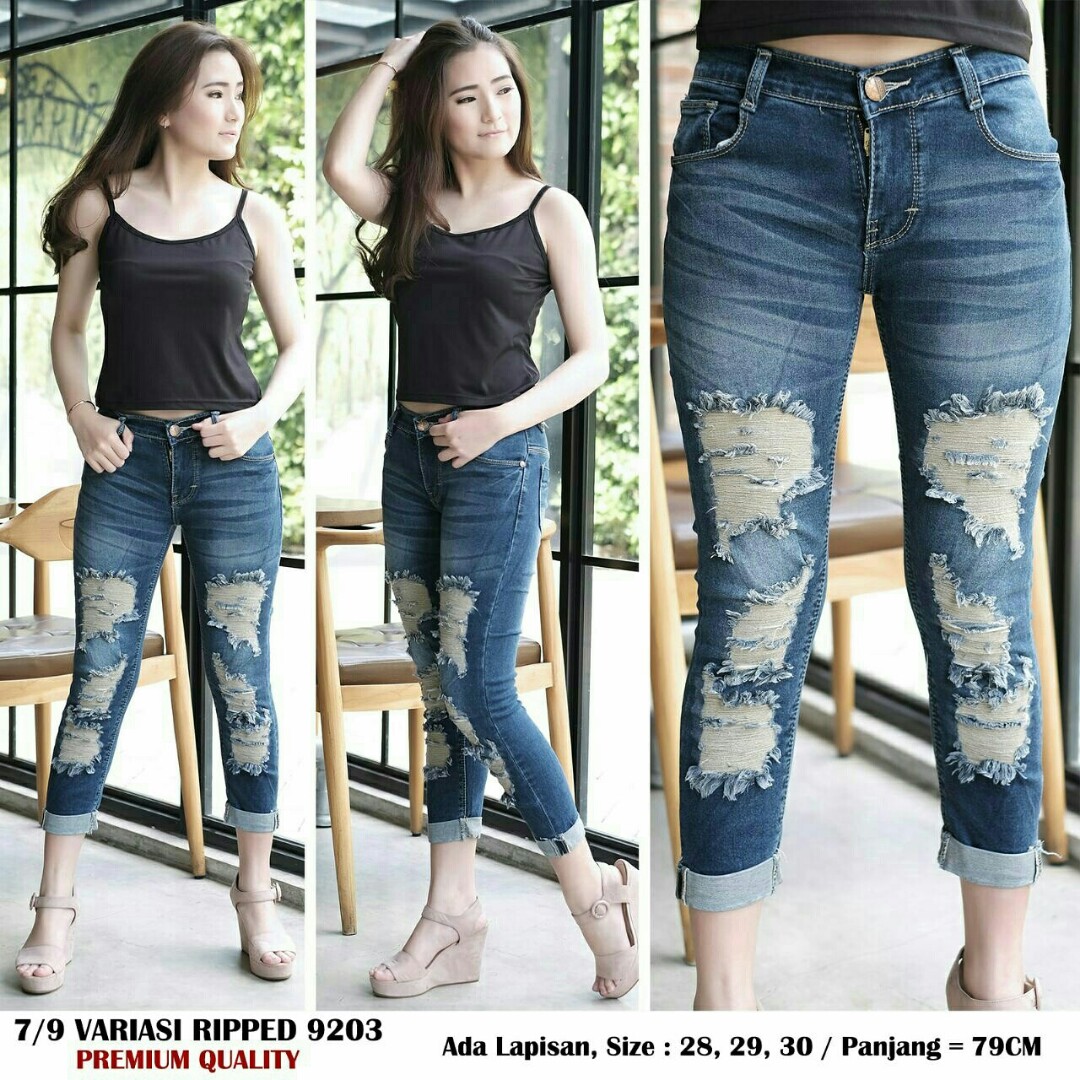  Celana  Jeans Wanita  Sobek  Model  Baju Trending