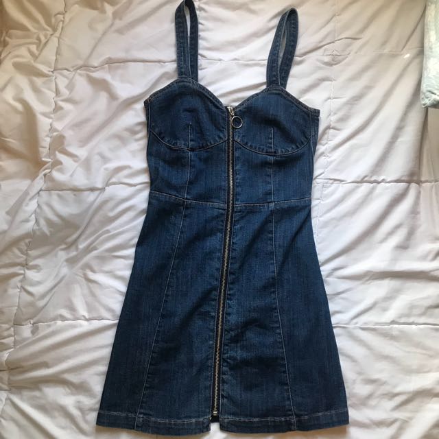 h&m denim zip dress