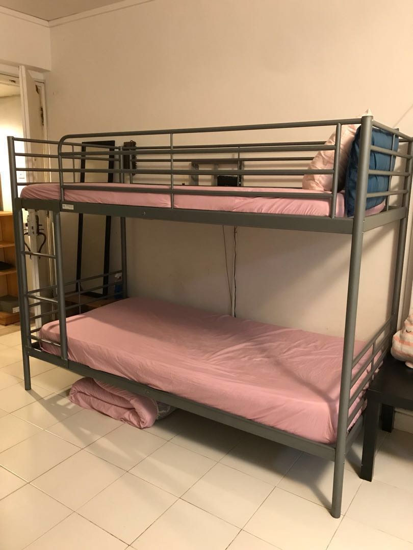 Ikea Bunk Bed (90x200)cm 2 Units + Pullout Bed, Furniture & Home