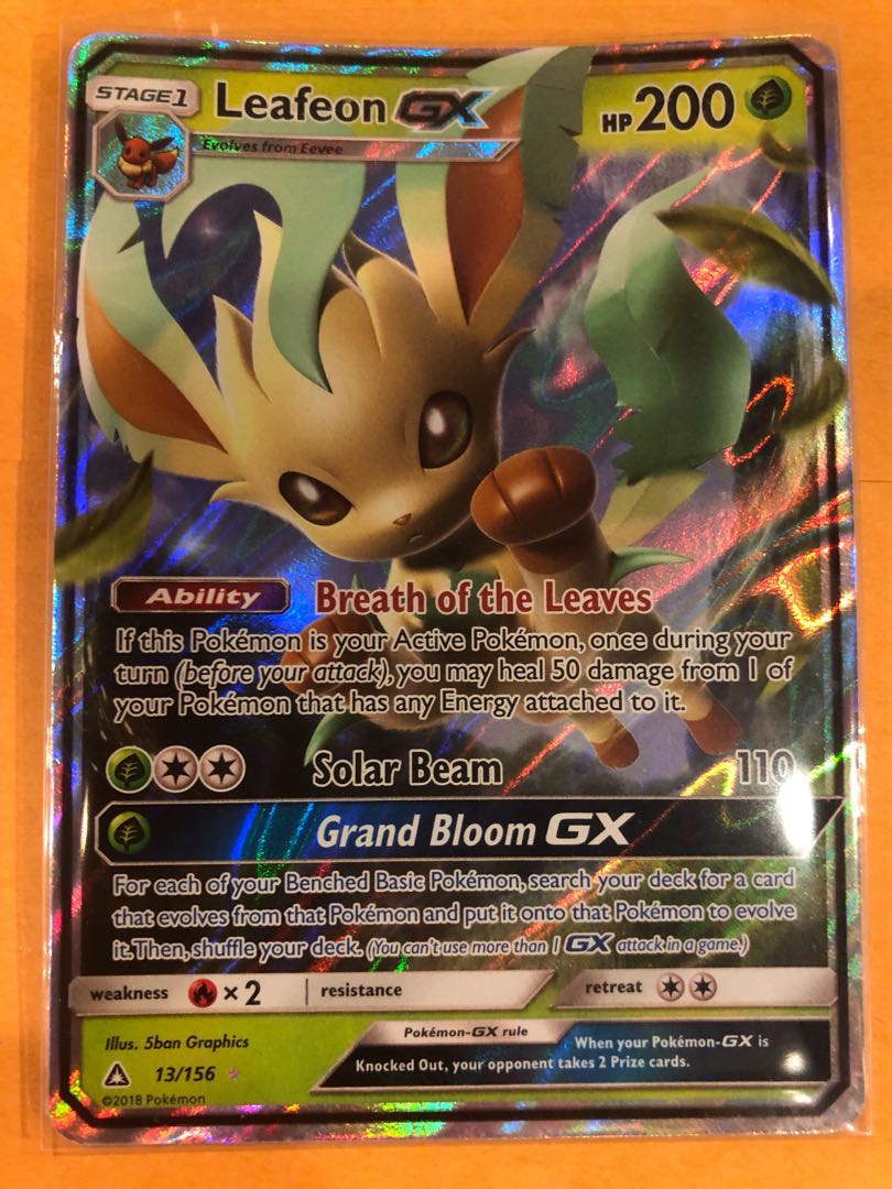 Pokemon Ultra Prism Leafeon Gx Toys Games Board Games Cards On Carousell View in depth psa graded pokemon card prices, population charts and data for 2018 ultra prism leafeon gx. carousell