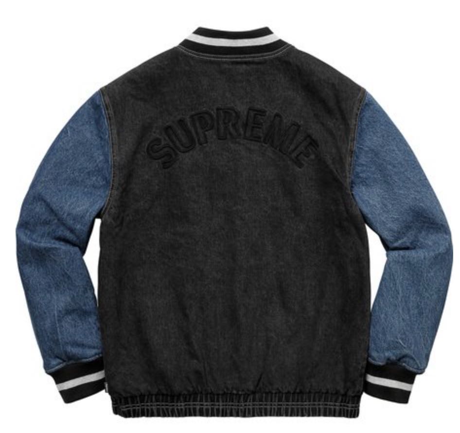 supreme denim varsity jacket