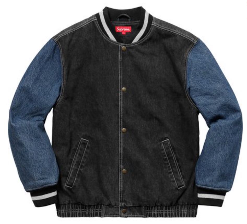 supreme denim varsity jacket black