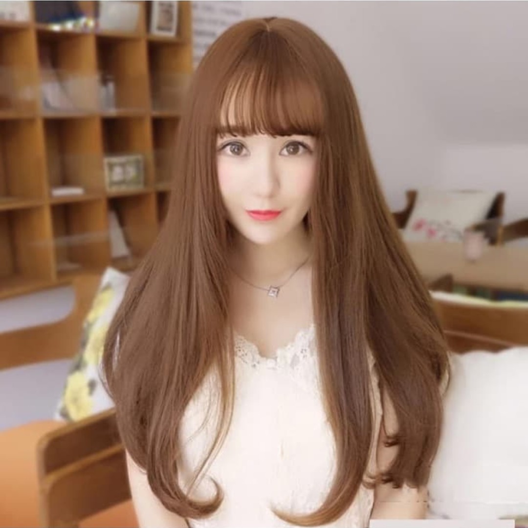Wig Panjang Coklat Murah Rambut Palsu Gelombang Natural Light