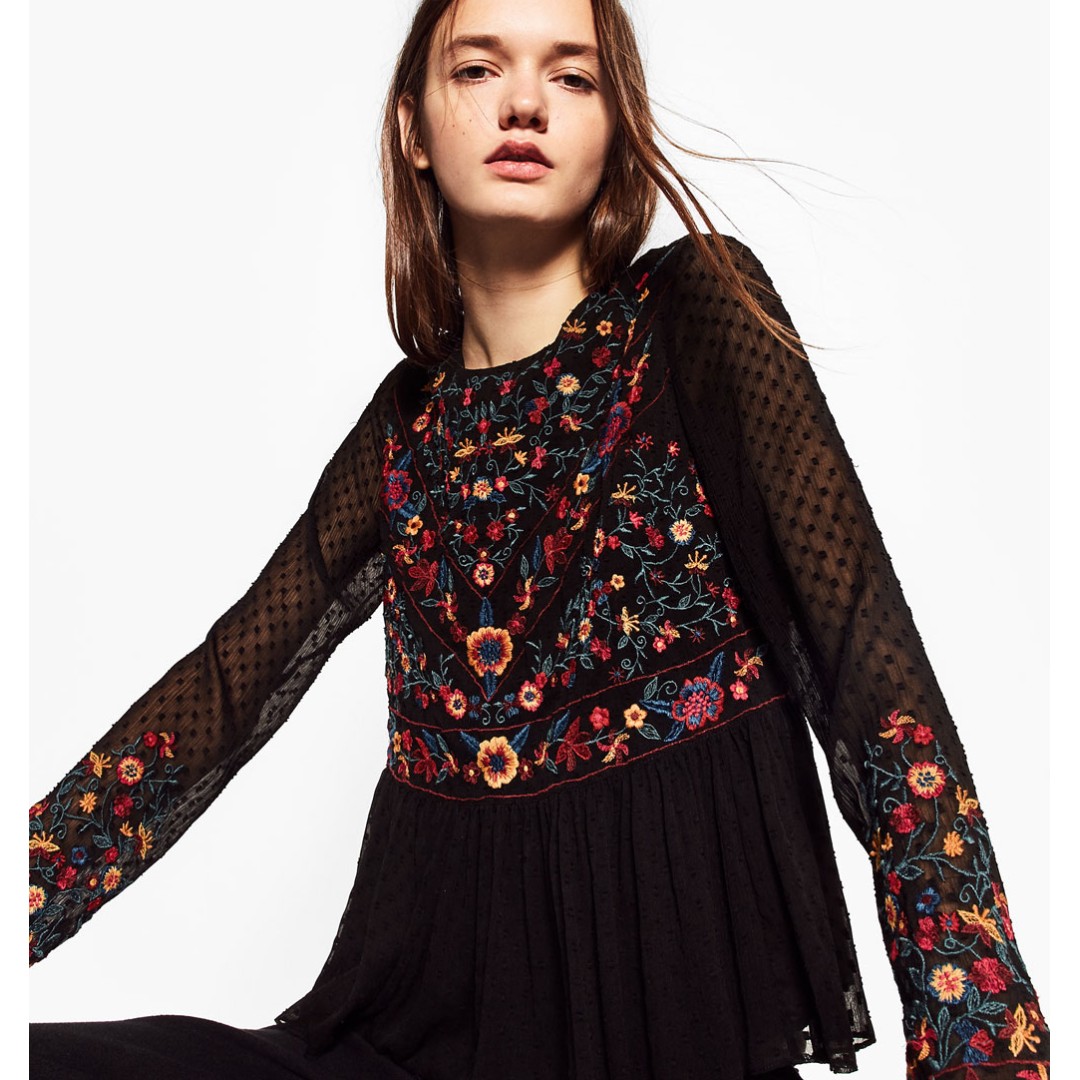 Zara Floral Embroidered Top with 