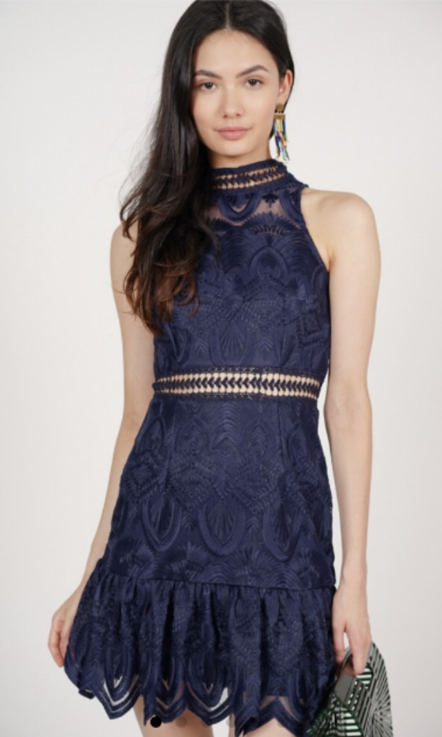 midnight blue lace dress