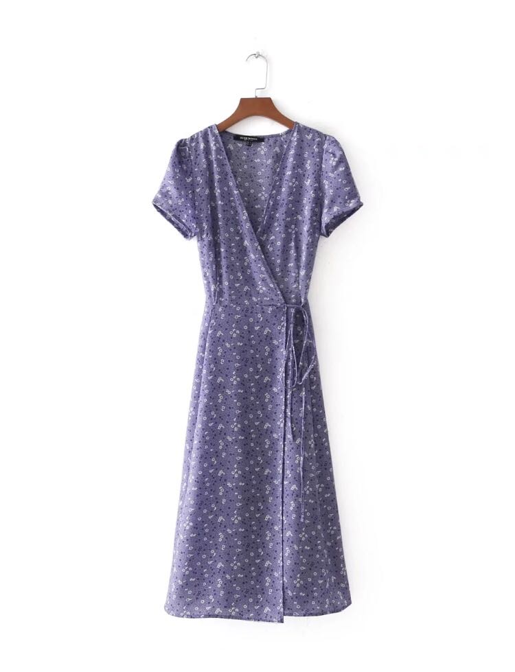 lavender floral midi dress