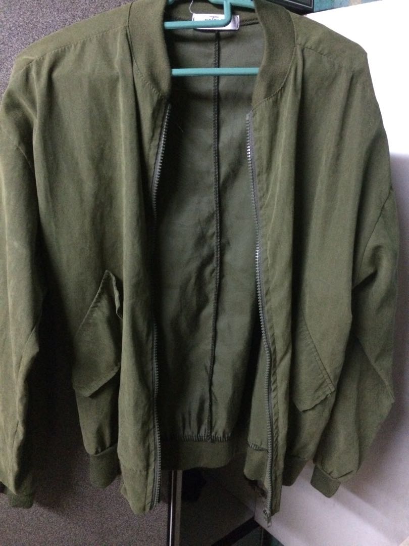 Green Army Bomber Jacket, Women's Fashion, Coats, Jackets and Outerwear