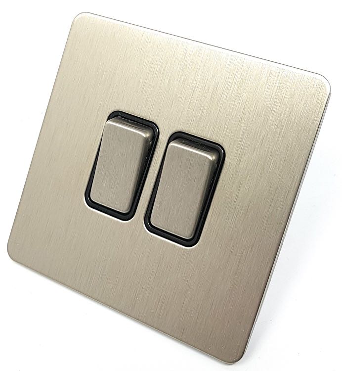 Screwless Flat Plate Stainless Steel Black Interior 1 Gang 2 Way Screwless Flat Plate Stainless Steel Black Interior 1 Gang 2 Way