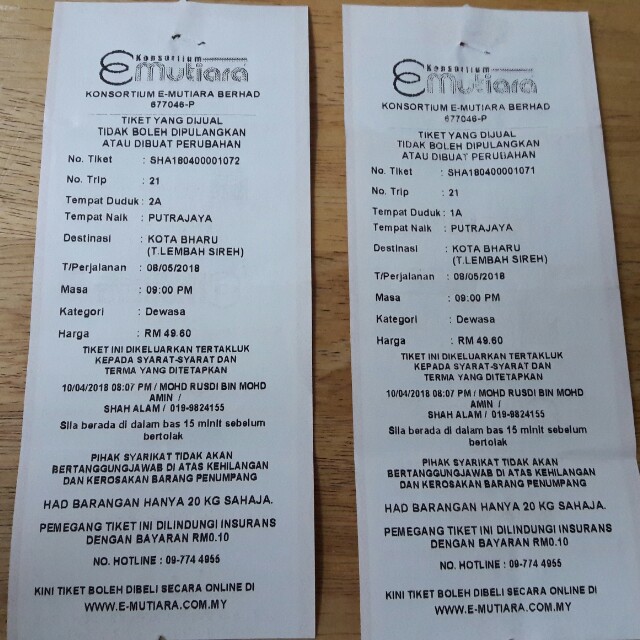 Tiket Bas Putra Jaya Ke Kota Bharu Tickets Vouchers Event Tickets On Carousell