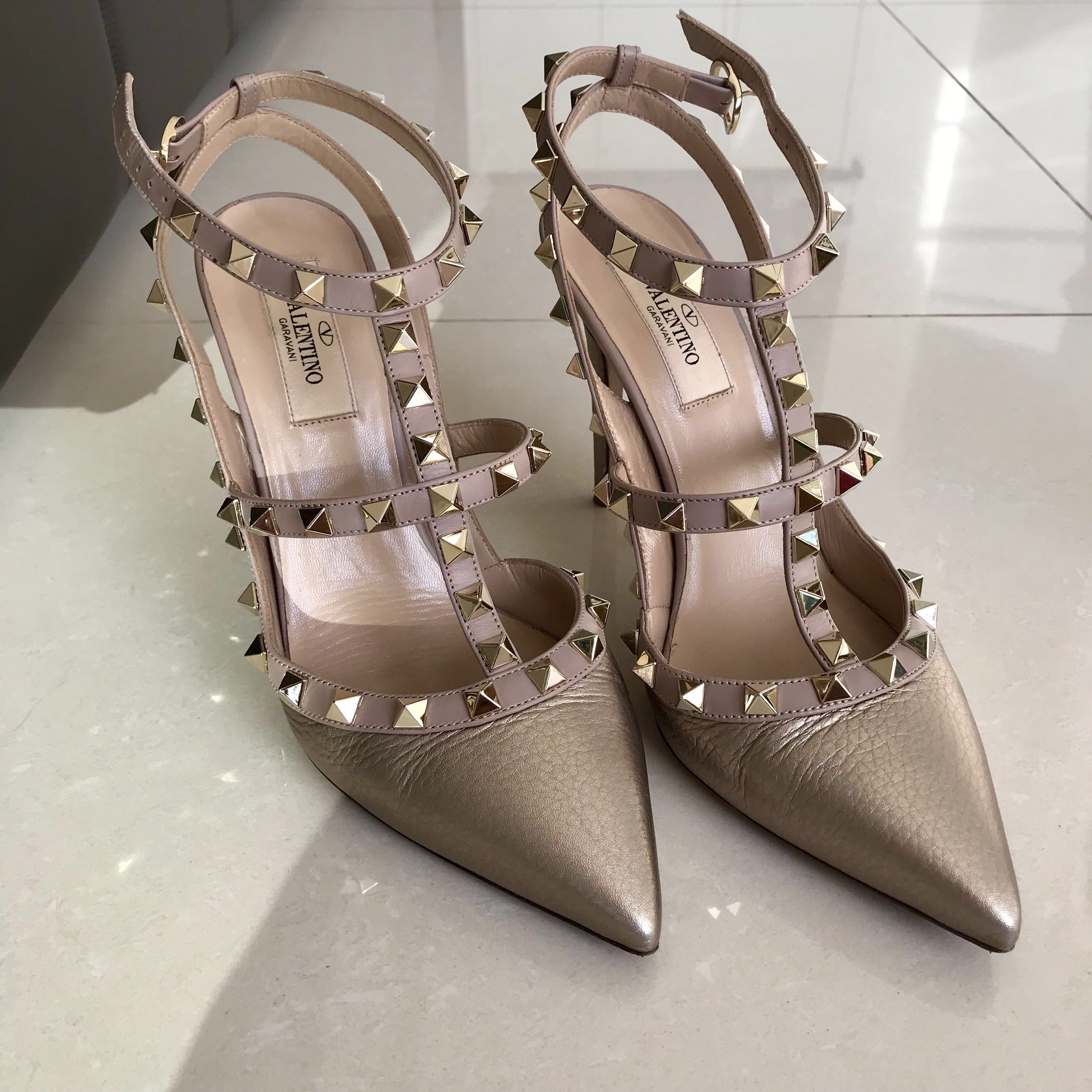 valentino gold rockstud heels