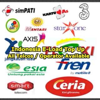 Indonesia Eload Top Up Services For All Indonesia Telcos | Isi Pulsa Indonesia