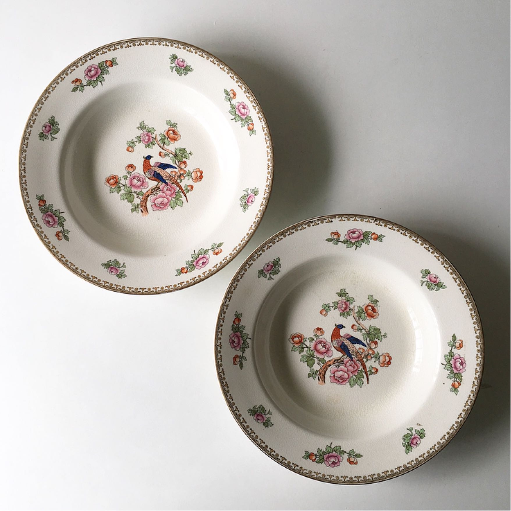 2pc vintage johnson bros large shallow plates