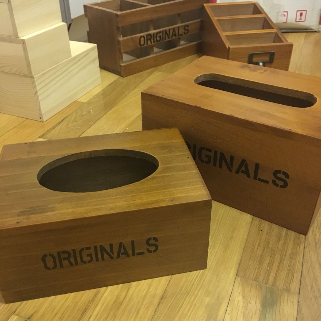 Bn Tissue Holder Wooden Box Retro Design Vintage Furniture Home Photo