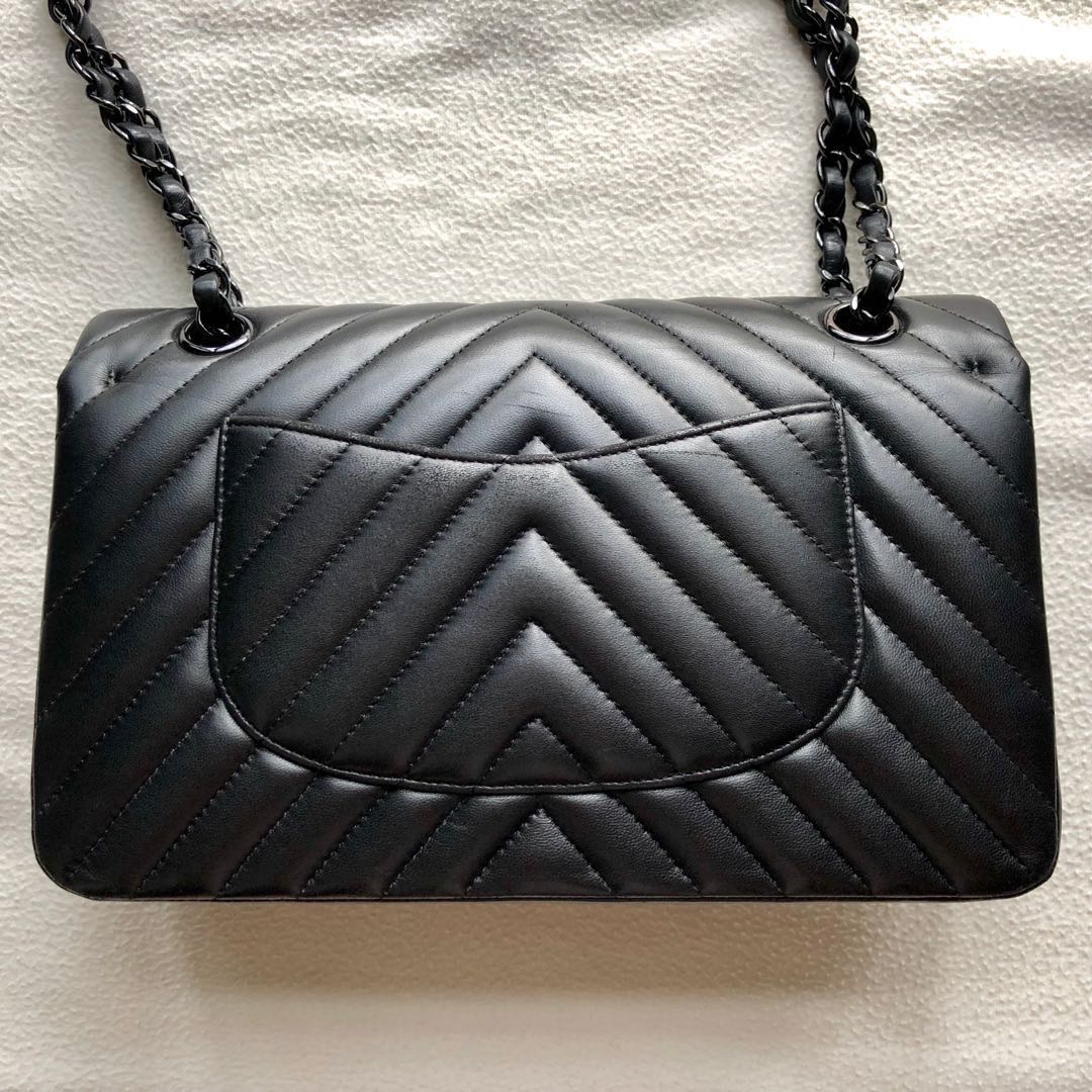 Look no further than this authentic Chanel So Black Chevron Medium Classic   Only Authentics
