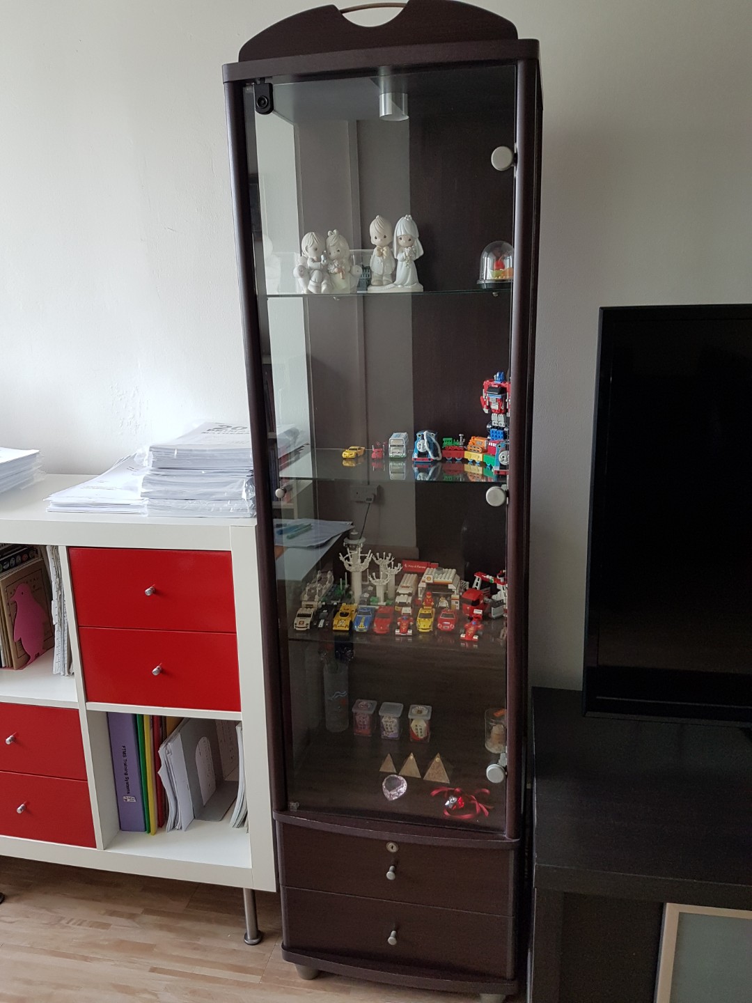 Display Glass Cabinet With Lighting Furniture Shelves Drawers On Carousell