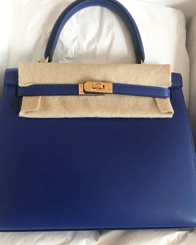 Hermes Birkin bag 35 Blue electric Tadelakt leather Silver