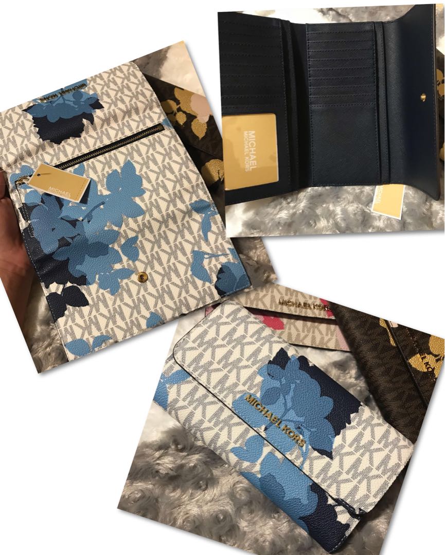 michael kors blue floral wallet