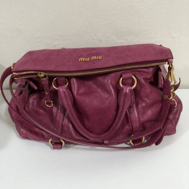 Miu Miu Bow-Accented Suede Bag - Purple Handle Bags, Handbags - MIU43958