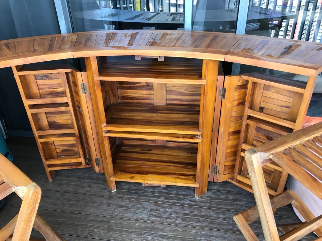 Teakwood bar table and cairns, Furniture & Home Living, Furniture