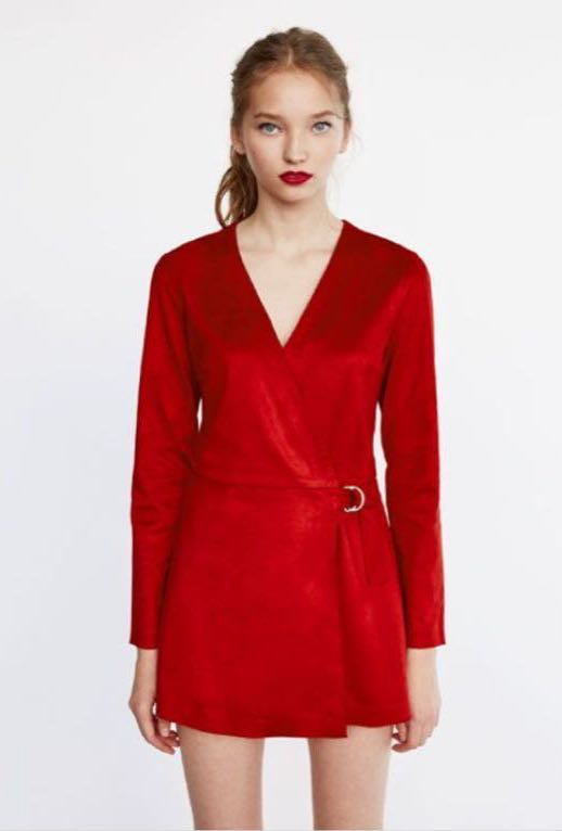 zara red jumpsuit