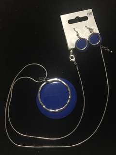 Dark Blue necklace and earring duo RRP$25