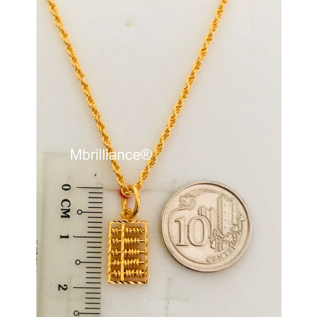Abacus Pendant Sz1 Rope Chain Necklace Set 916 Gold By Mbrilliance
