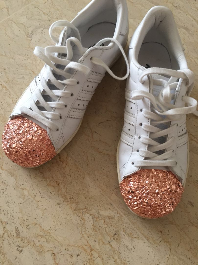 Adidas Superstar 80s Rose Gold Metal Toe, Women's Fashion, Shoes 
