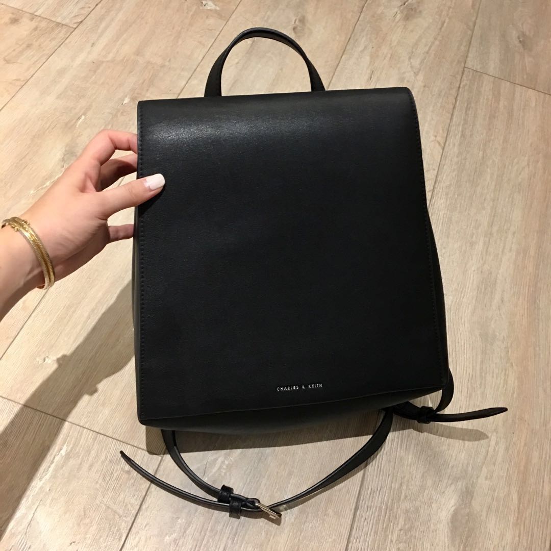Charles & Keith Backpack in Black (Category: Backpacks) located in Del Monte. Submitted by fash.forward (Listing ID 164205826, Image 2). Description: Never used. 4k original price.