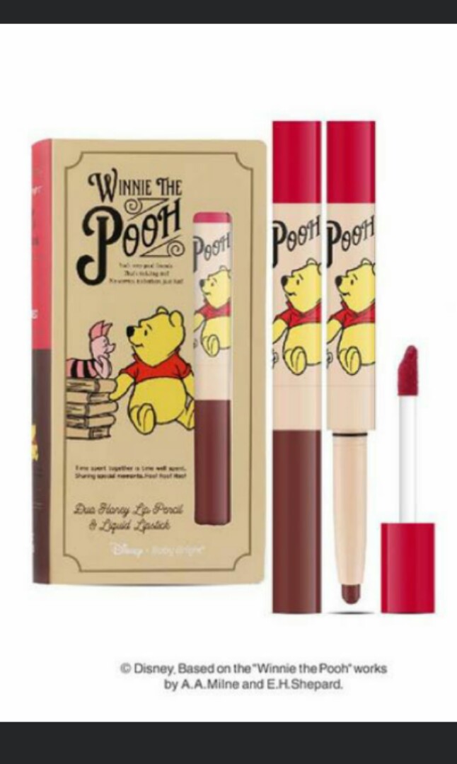 Disney Winnie The Pooh Duo Lip Pencil and Liquid Lipstick, Beauty