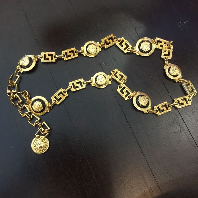 vintage versace gold chain belt