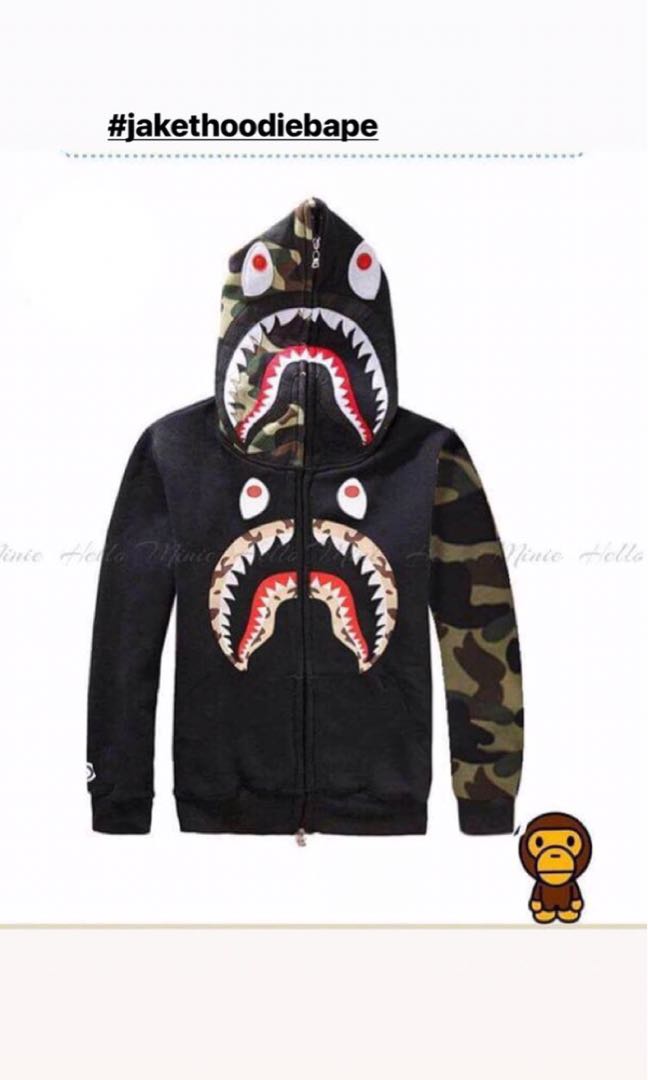 jaket hoodie bape shark
