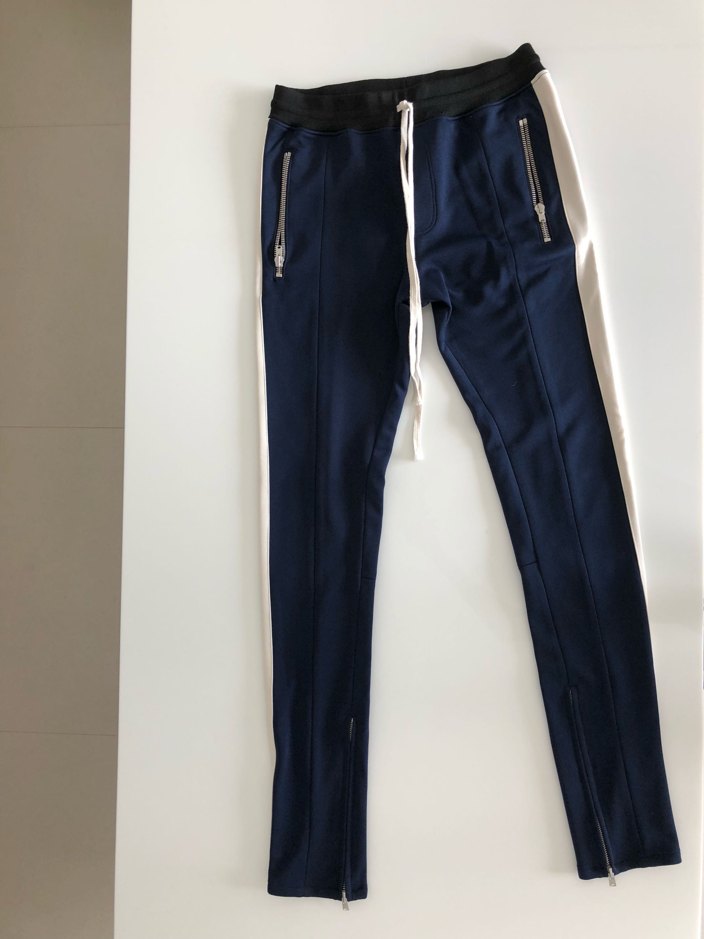 fear of god navy track pants