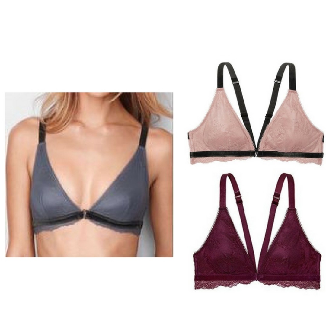 Buy Victoria's Secret Front-close Bralette Crochet Lace Black