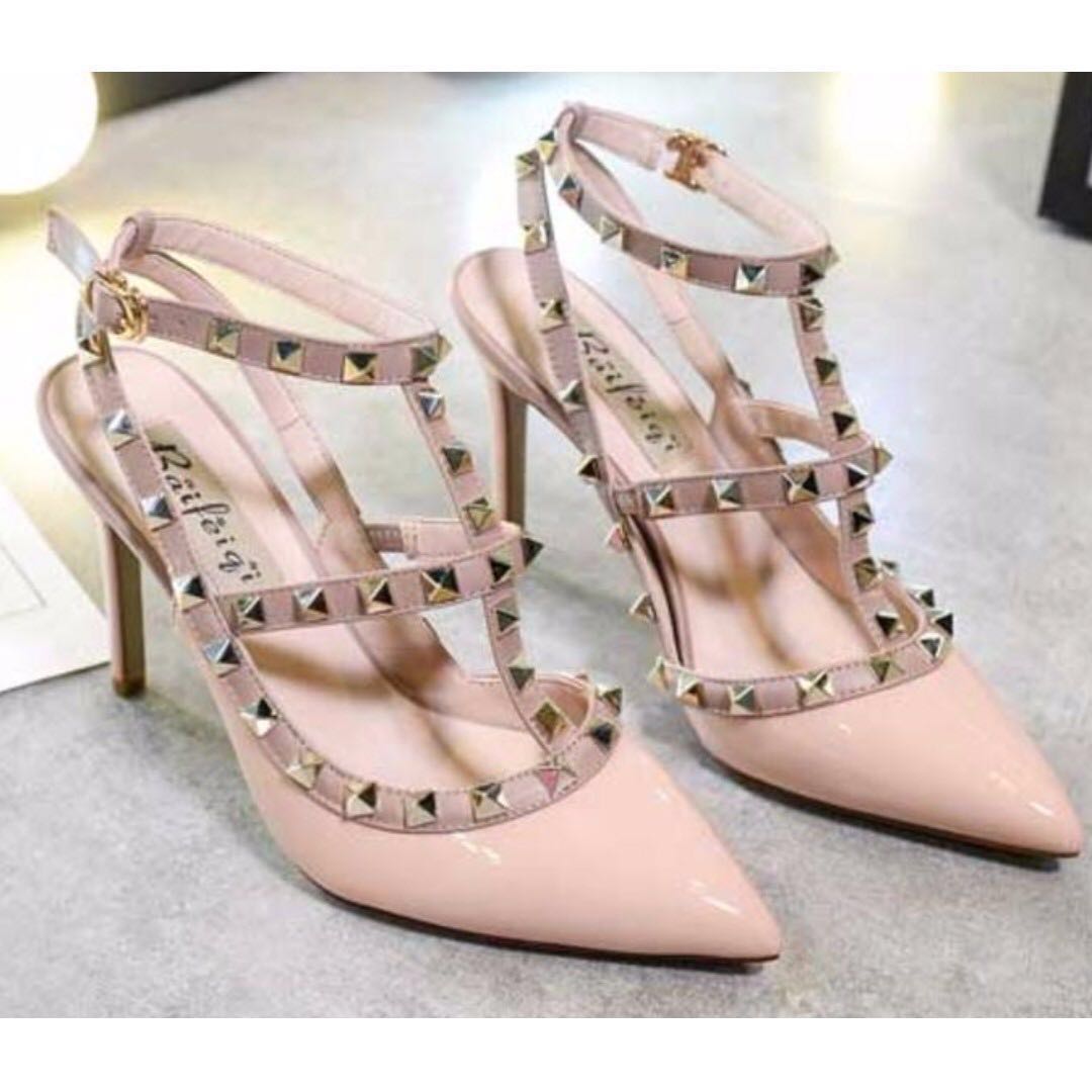 nude shoes with studs