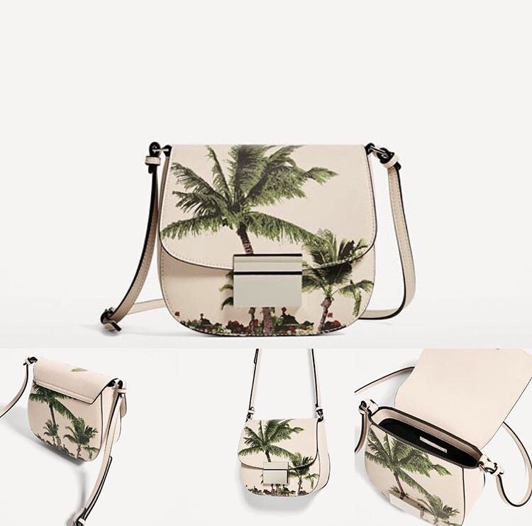 ZARA palm tree print crossbody bag Fesyen Wanita Tas Dompet di