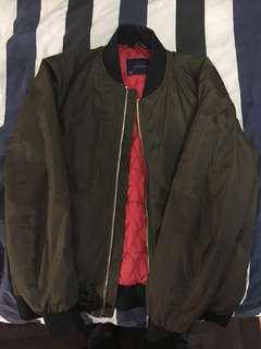 Zara Olive Bomber Jacket