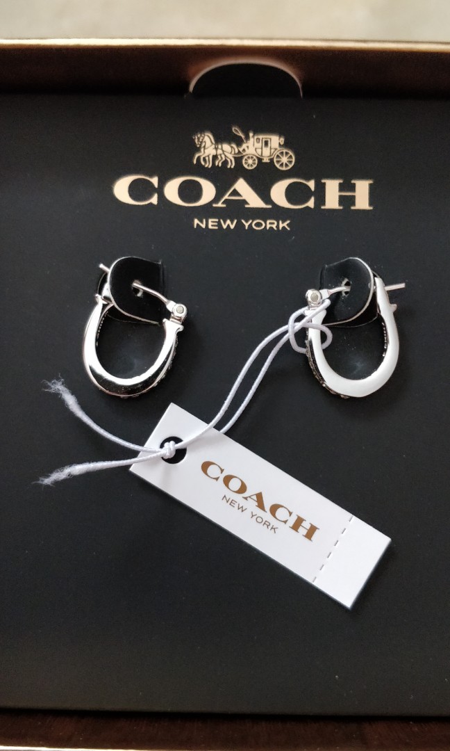 Pave signature outlet huggie earrings