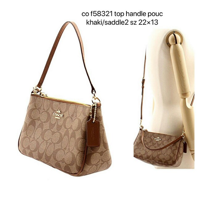 Coach Top Handle Pouch Signature Saddle with Crossbody Strap