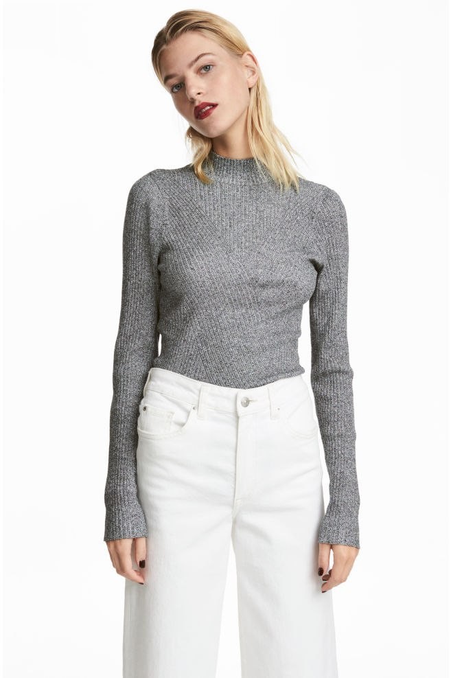 grey mock turtleneck sweater