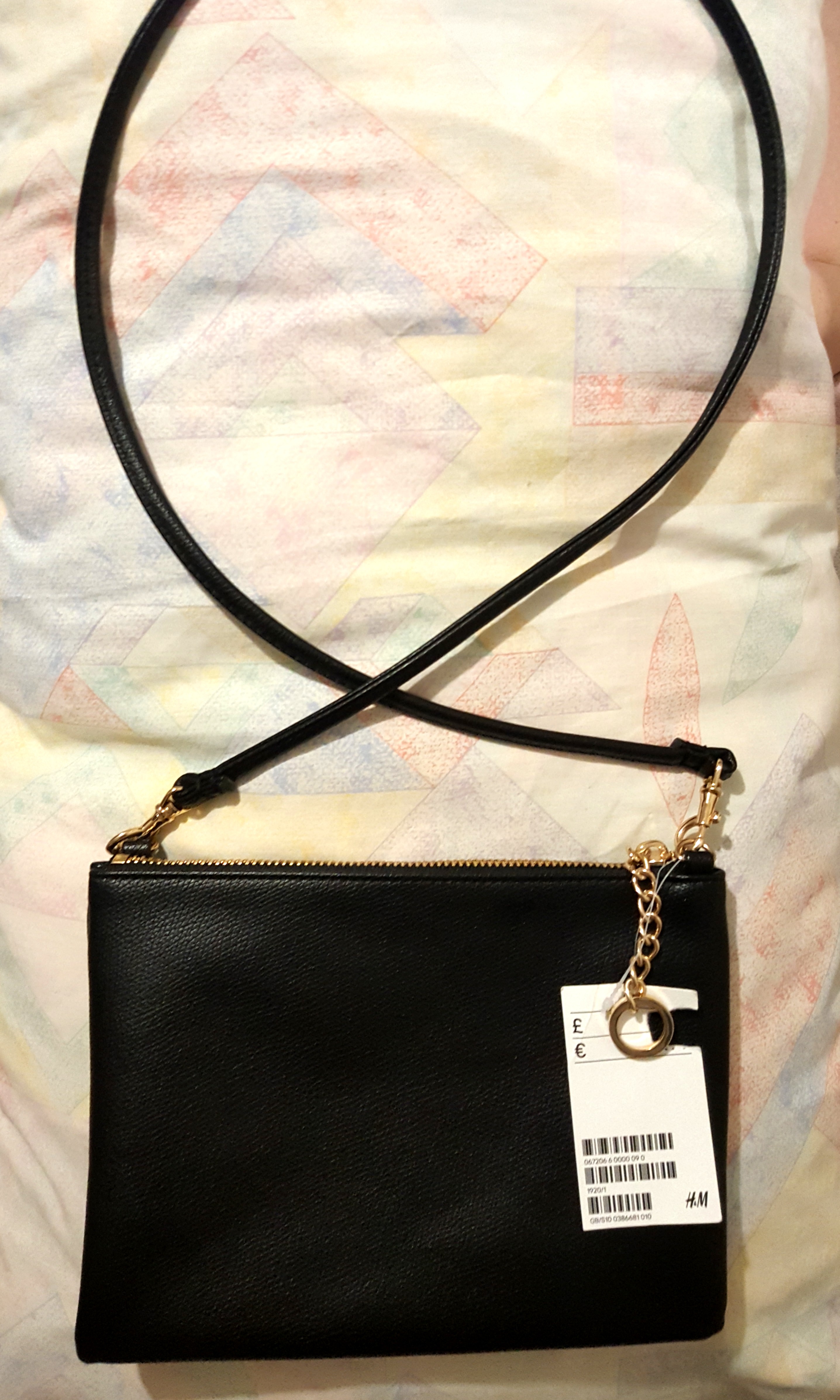 H M Black Sling Bag with Gold Furnishings Women s Fashion Bags