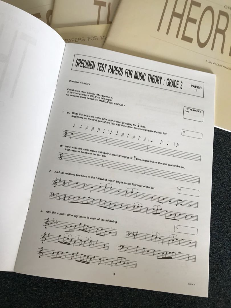 Music theory specimen test paper grade 3, Hobbies & Toys, Books