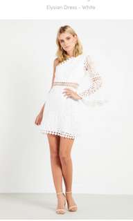 White lace one shoulder dress