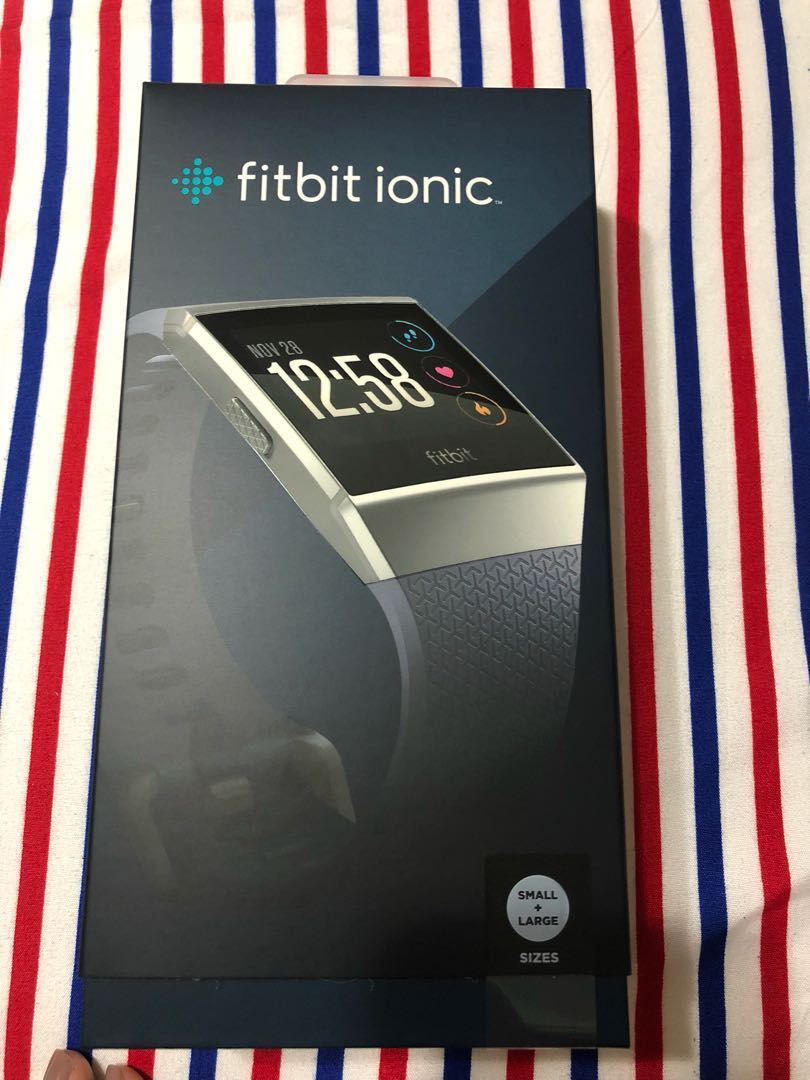 Fitbit Ionic Smartwatch 2 Watch Strap Sizes In Box Blue Grey Silver Grey