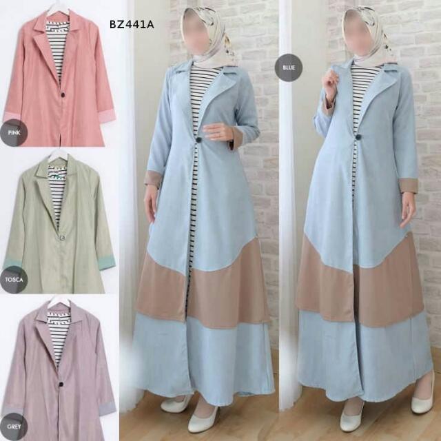 Gamis Baru Outer Set Velita Bz441a Fesyen Wanita Muslim Fashion Di Carousell