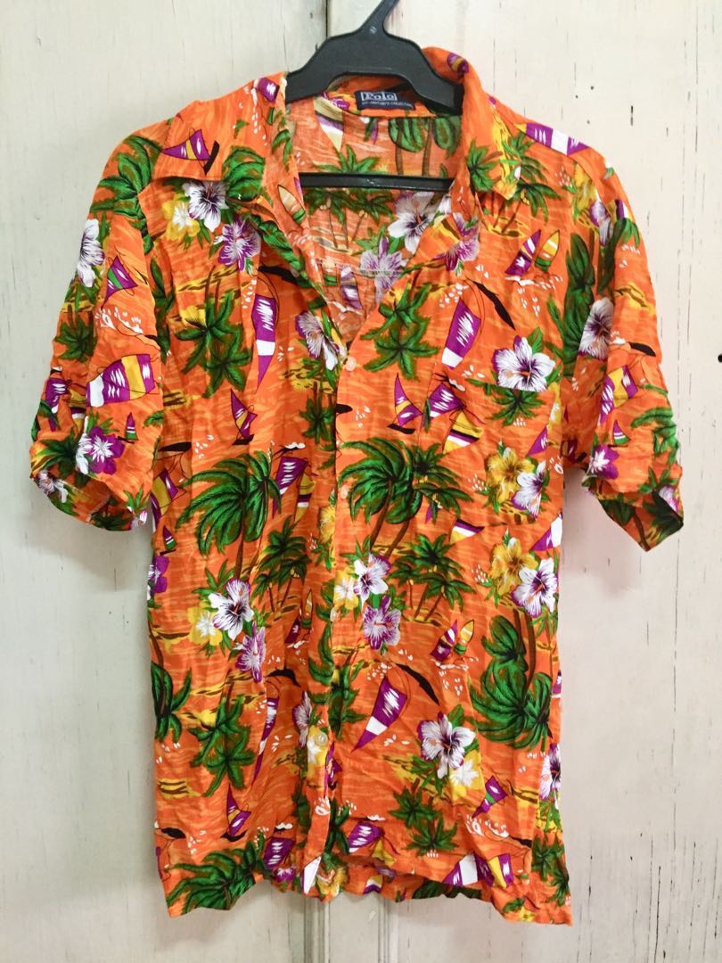 Hawaiian floral polo clearance