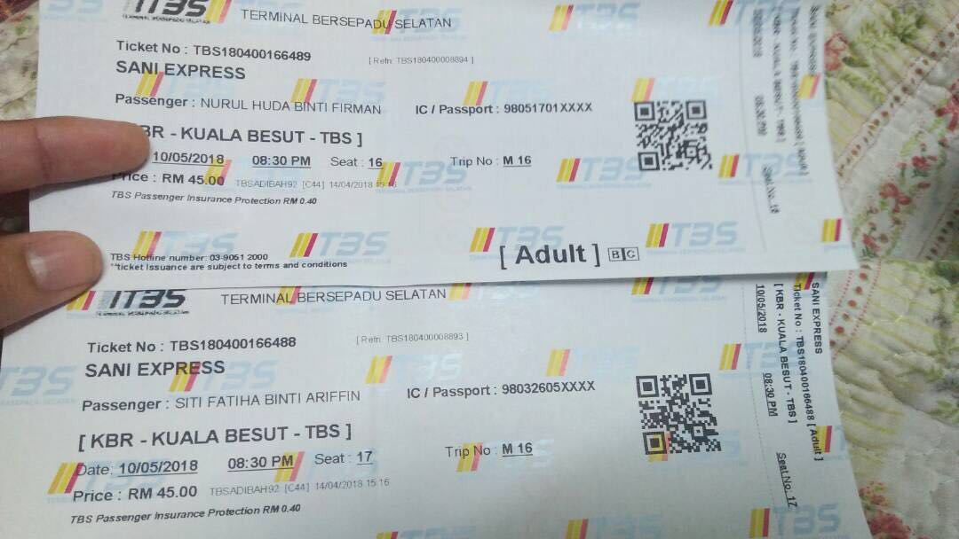 Kuala Besut To Tbs Sani Express Tbs To Kuala Besut Sani