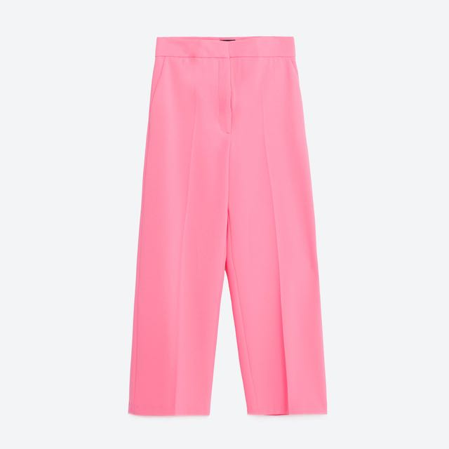 pink trousers zara