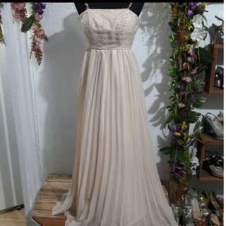 Cream Pleated Gown