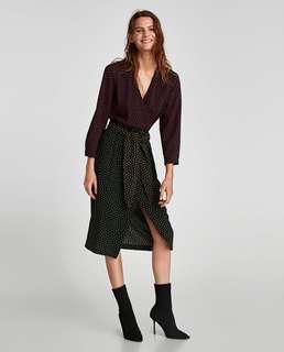 NWT Zara polka dot wrap dress